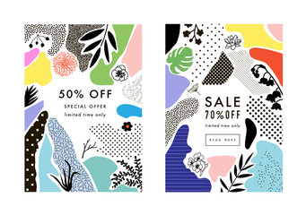 Set of creative Social Media Sale headers or banners. Vector