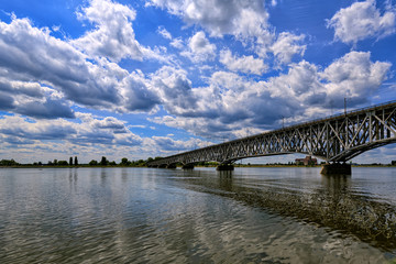 Construction of the steel bridge in Plock, Poland