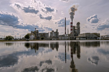 Oil refinery in a sunny day. HDR - high dynamic range