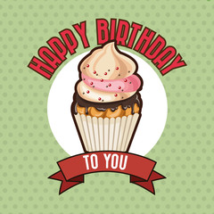 Happy Birthday design. cupcake icon. Colorfull graphic