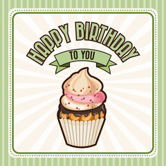 Happy Birthday design. cupcake icon. Colorfull graphic