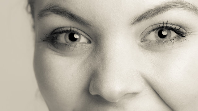 Woman eyes closeup with make up.