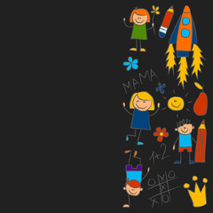 Kindergarten doodle pictures Color chalks