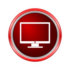 Monitor tv icon, Internet button on white background