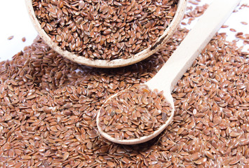 closeup of flaxseed isolated on white