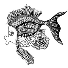 doodle outline fish