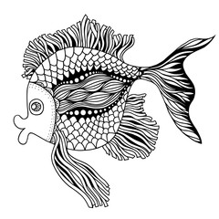 doodle outline fish