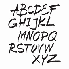 Vector hand drawn alphabet isolated black on white illustration.