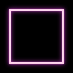 Neon vector frame pink square glowing.