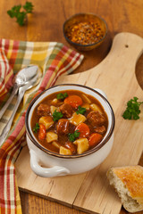 Beef Stew with Potatoes and Carrots. Selective focus.