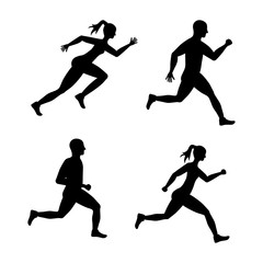 Woman and man of side running. sport concept, vector graphic