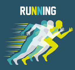 Man of side running. sport concept, vector graphic