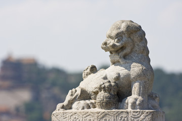 Lion Head stone ornament at the Summer Palace in Beijing