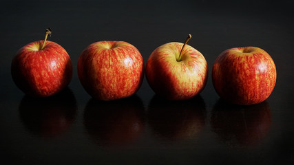 Red Apple On Dark and Black Background