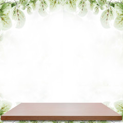 Empty top of old wood floor on abstract background with  defocus