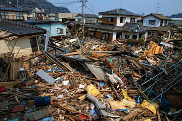 The consequences of the devastating tsunami. - obrazy, fototapety, plakaty