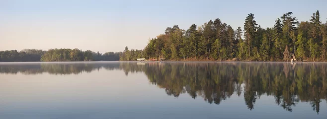 Wall murals Lake / Pond Panorama of Northern Minnesota Lakeshore on a Calm Morning Durin