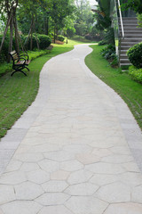 curved pathway in outdoor of a residential building