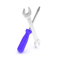 3D Illustration Wrench and screwdriver, service concept