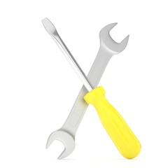 3D Illustration Wrench and screwdriver, service concept