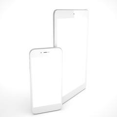 Tablet and smartphone on a white. 3d rendering.