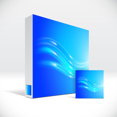 3D Identity box with abstract blue shiny lines cover