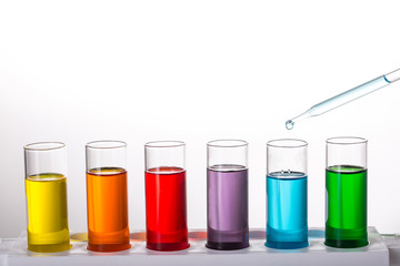 Chemistry flask glassware for test laboratory.