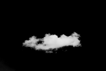 Isolated sigle clouds on black background