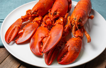 Cooked red Lobsters