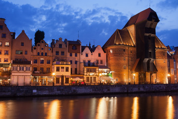 The Crane in Old Town of Gdansk at Dusk