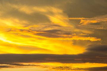 Fototapeta premium Sunset with sun rays, sky with clouds and sun.