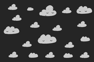 Hand drawn clouds in night sky