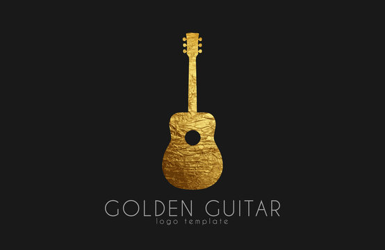 golden gutar logo. music logo. guitar logo design