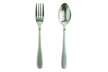 Fork and spoon isolated white background