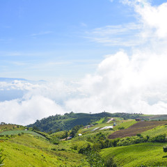 Fototapeta premium Nature view background with white cloud blue sky background