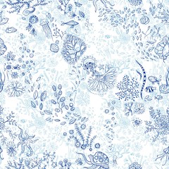 Obraz premium hand drawn underwater world seamless background
