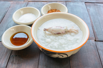 Rice and squid in cup