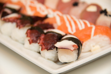 Plate of sushi on white Plate