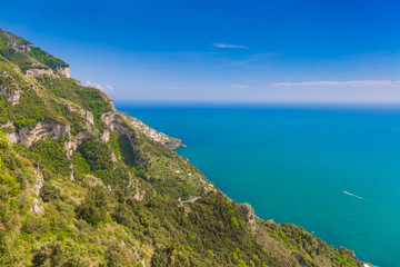 Fototapeta na wymiar Beautiful views from path of the gods, Amalfi coast, Campagnia region, Italy