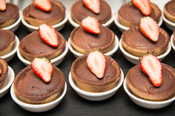 Chocolate  tart with fresh strawberry