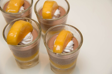 chocolate mousse in glass