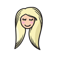 Woman face vector icon hand drawn doodle illustration black line