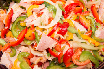 ham mixed salad in a bowl