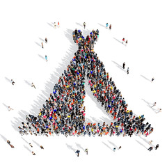 people tent hiking 3d