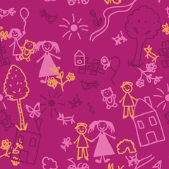 Doodle kids seamless background