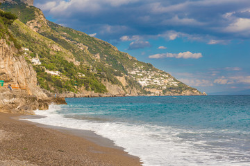 Fototapeta na wymiar Beautiful coast view from Positano, Amalfi coast, Campania region, Italy