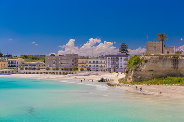 Beautiful town of Otranto and its beach, Salento peninsula, Puglia region, Italy