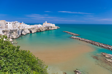 Beautiful old town of Vieste, Gargano peninsula, Apulia region, South of Italy