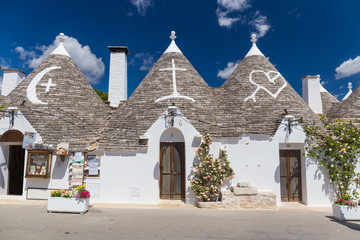 Beautiful town of Alberobello with trulli houses, main turistic district, Apulia region, Southern...