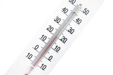 The street thermometer on the white